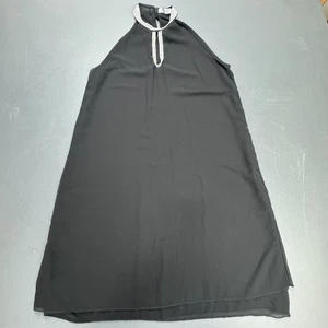 Misslook Sleeveless Dress Women's L Black High Neck Beaded Trim Cocktail Party - Picture 1 of 11