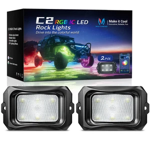 MICTUNING C2 2 cápsulas RGB+IC LED luces de roca debajo de la carrocería kits de luces de acento bajo brillo - Imagen 1 de 21