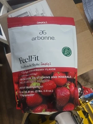 New Arbonne Feel Fit Simply 1 Pea Protein Shake Strawberry **EXP 09/24** - Image 1 of 2