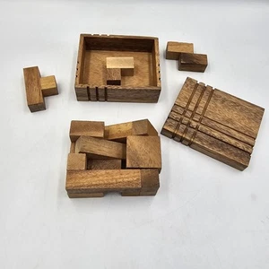 Patience Box Wood Brain Teaser Puzzle Packing Cube - Picture 1 of 7