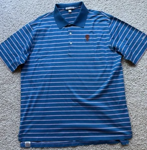 Men’s Peter Millar Naples National Blue Striped Cotton Polo Size XL - Picture 1 of 6