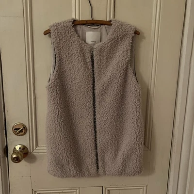Aritzia Wilfred Women's Chatou Vest Sherpa Full Zip Jacket Beige S - Image 1 of 4