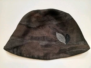 Cappello Y.S Schiena Marrone Nero Foglia Ricamato Poliestere Made Korea Donna  - Foto 1 di 8