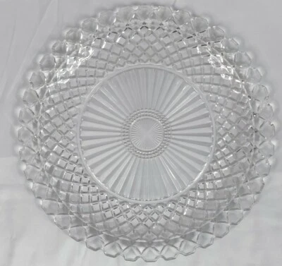 Vtg Anchor Hocking Depression Clear Glass Waterford Waffle Diamond Pattern 14" - Image 1 of 4
