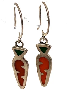 AHD Sterling Silver Earrings Carrot Enamel Dangle Mexico - Bild 1 von 9