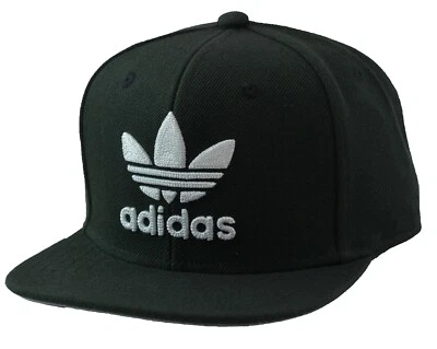 Adidas Originales Trifolio Juvenil Billete Plano Snap Back Sombrero Blanco y Negro Foto 1 de 4