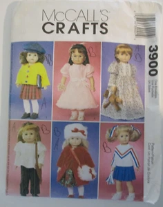McCall's  Crafts Sewing Pattern  #3900,   Size 18" Tall   Doll  Clothes Wardrobe - Picture 1 of 2