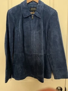 Vintage Bernardo Blue Washable Suede Jacket Stitching Exclusively for Nordstrom - Picture 1 of 8