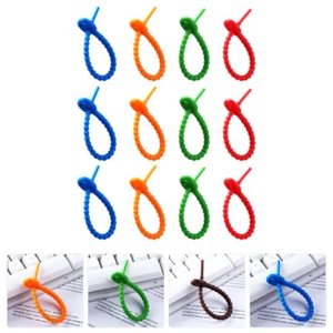 12 Pcs Silikonkrawatte Reisen Kabelbinder Für Elektronik Silikonkabelkabel - Afbeelding 1 van 12