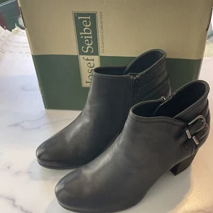 Josef Seibel Women's Britney 47 Leather Bootie Black Size 6 (36 EUR) Buckle - Picture 1 of 20
