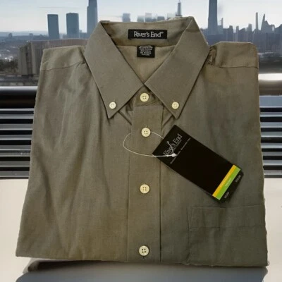 Camisa de vestir de manga larga para hombre gris carbón Rivers End talla pequeña nueva (bin M) Foto 1 de 4