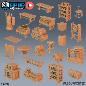 6K Resin 32mm Epic Miniatures Tavern Equipment Scatter (Big) for D&D - Picture 1 of 1