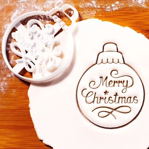 Merry Christmas Bauble Cookie Cutter - Xmas Tree globe bubble ornament festive - Picture 1 of 5