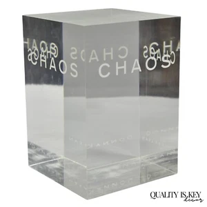 Donna Karan "Chaos" Heavy Acrylic Lucite Cube Perfume Retail Pedestal Display - Picture 1 of 11