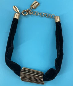 Chico’s Black Velvet Slider Pendant Necklace Runway Statement Modernist - Picture 1 of 5