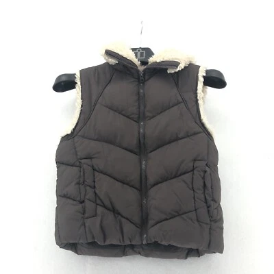 Chaleco acolchado Big Chill Sherpa Accent para mujer talla S cremallera completa marrón bolsillos delanteros Foto 1 de 4