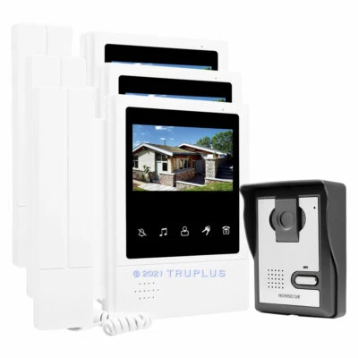 HOMSECUR 4.3'' Video Door Entry Intercom System with 3 Headset Indoor Monitors  - Image 1 of 4