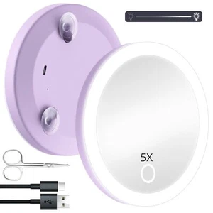 5X Travel Magnifying Mirror with Lights Small Magnifying Mirror Rechargeable ... - Picture 1 of 7
