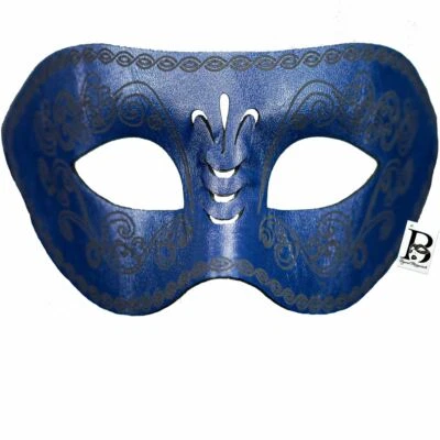 Máscara de baile de cuero para hombre Halloween boda Mardi Gras fiesta máscara azul marino B Foto 1 de 4