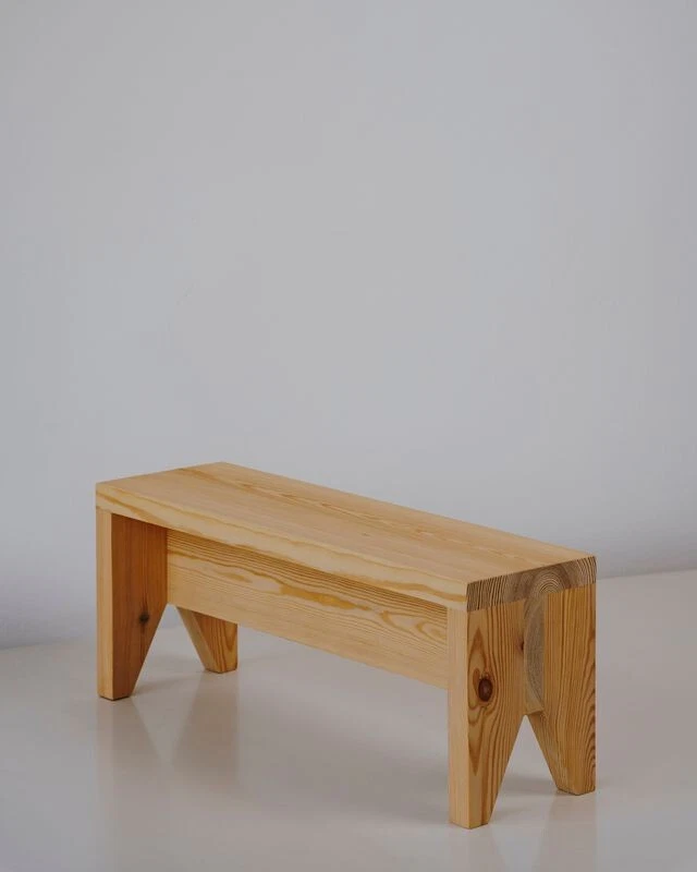 Simple Wooden Stool - Handmade Solid Pine Bench Handcrafted Wooden Stool - Solid - Image 1 of 1