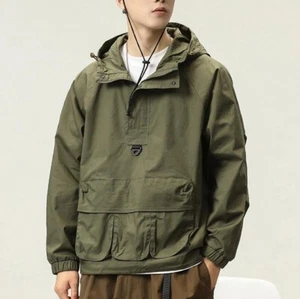 Men Cotton Tactical Jacket Smock Parka Pullover Hooded Coat Casual Outwear - Picture 1 of 15