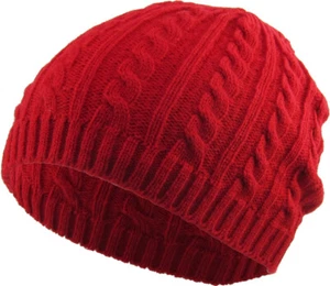 Cable Knit Beanie Solid Cuffless Trendy Stretchy Winter Hat Ski Cap - Picture 1 of 96