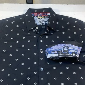 NEU ROBERT GRAHAM exklusives SHIRT Gr. L schwarz Tupfen Federn LKW Klappmanschette - Bild 1 von 8