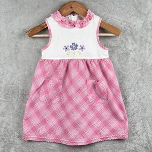 KZ Fun Clothes Plaid Seersucker Sundress Girls Size 6 Pink Y2K Dress Floral - Picture 1 of 10
