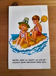 AK: Kinder "Schwimmen auf dem großen weiten Meer" sentimentaler Kitsch - Bild 1 von 2
