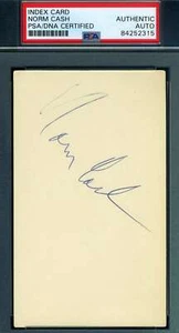 Norm Cash PSA DNA Coa Autograph Hand Signed 3x5 Index Card - Picture 1 of 1
