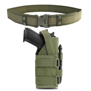 Green Tactical Molle Pistol Gun Holster Adjustable Handgun Pouch with Waist Belt - Picture 1 of 4