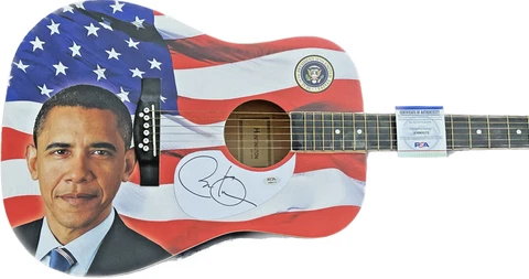 BARACK OBAMA SIGNED 44TH PRESIDENT AUTOGRAPHED ARTWORK GUITAR USA FLAG PSA/DNA Cover