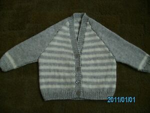 Hand Knitted Babies Cashmere Striped Cardigan 19 inch chest
