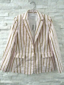NWT Frame $355 Copper Pink White Classic Striped Blazer 8 INTERMIX EXCLUSIVE! - Picture 1 of 7