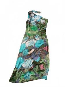 Laagam One Shoulder buntes langes Kleid mit Nackenband Größe Large Made in Spain - Bild 1 von 10