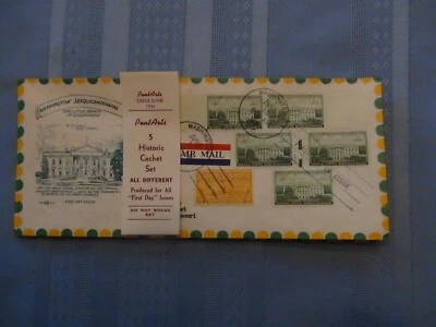 US # 990 Exec Mansion 3C Set Of 5 Pent Arts Cachet Spec Del FDC W/Label  #10  - Image 1 of 4