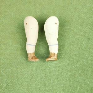 Antique porcelain dollhouse doll legs, wire fixing, 2.13" / 54 mm, Germany - Picture 1 of 6