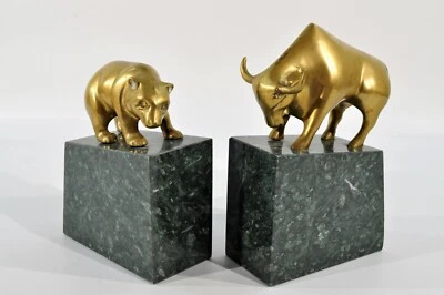 Mid Century Modern Stock Market Bookends/The Bull and Bear of Wall Street Statue - Image 1 of 4