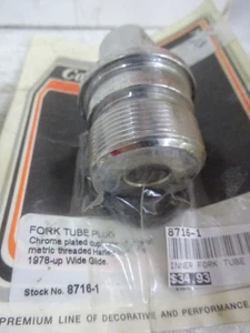 Harley Davidson BIG TWIN 41mm ELECCIÓN DE NOS Rpl OEM CROMO HORQUILLA TUBO ENCHUFE/TAPA - Imagen 1 de 17