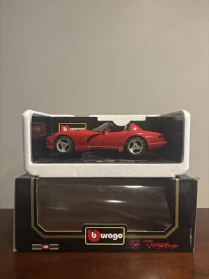 Coche modelo Burago Dodge Viper RT/10 1992 rojo fundido a presión 1/18 metal con piezas de plástico Foto 1 de 4