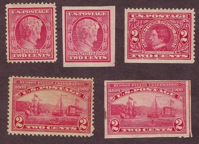USA 1909 Scott #367, 368, 370, 372, 373 F-VF centering MH - Image 1 of 2