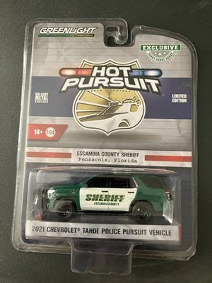 Greenlight Exclusive Chase Escambia Florida 2021 Chevrolet Tahoe Green - Image 1 of 3