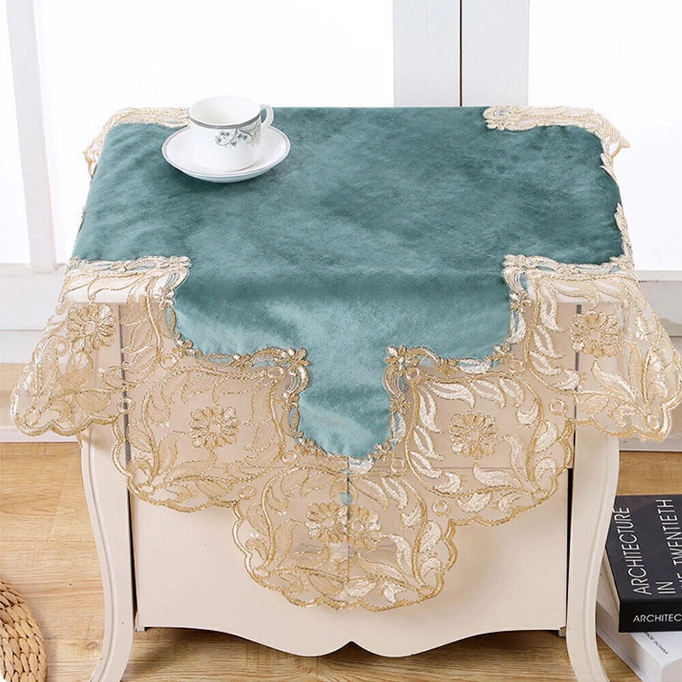 Vintage Embroidered Lace Tablecloth Dining Kitchen Table Cover Wedding Decor - Image 1 of 4