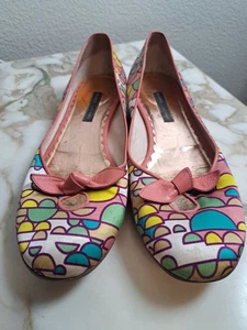 MARC JACOBS Ballerine Colorate Moderne Geometriche Fiocchi Rare 9M Italia Bellissime - Foto 1 di 3