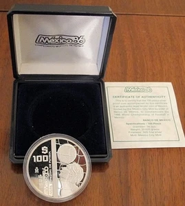 MÉXICO 1985 - 100 PESOS - COPA MUNDIAL DE FÚTBOL 1986 - JUGADOR - PLATA PRUEBA 1 OZ - Imagen 1 de 13