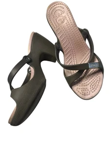 Crocs grau & rosa Damengröße 9 hochhackige Riemchensandalen Slipper - Bild 1 von 5