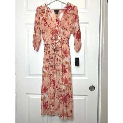 Vestido midi envolvente floral con cinturón talla 8 STELLA & JULIE NUEVO CON ETIQUETAS Foto 1 de 4