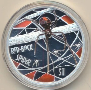 Tuvalu: 2006 $1 Red Back Spider Coloured 1oz Silver, Highly Sought After!!!! - Picture 1 of 2