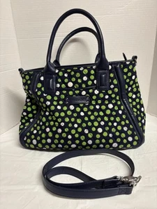 Bolso de mano Vera Bradley azul marino con correa para el hombro de lunares verdes y blancos - Imagen 1 de 12