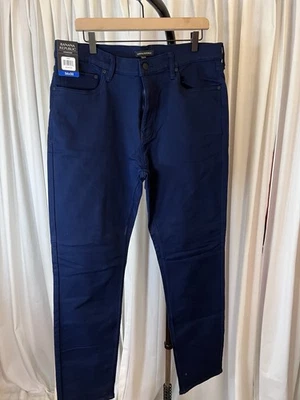 Pantalones de mezclilla Banana Republic para hombre nuevos con etiquetas 5 bolsillos pierna recta azul negro iris 36/30 Foto 1 de 4